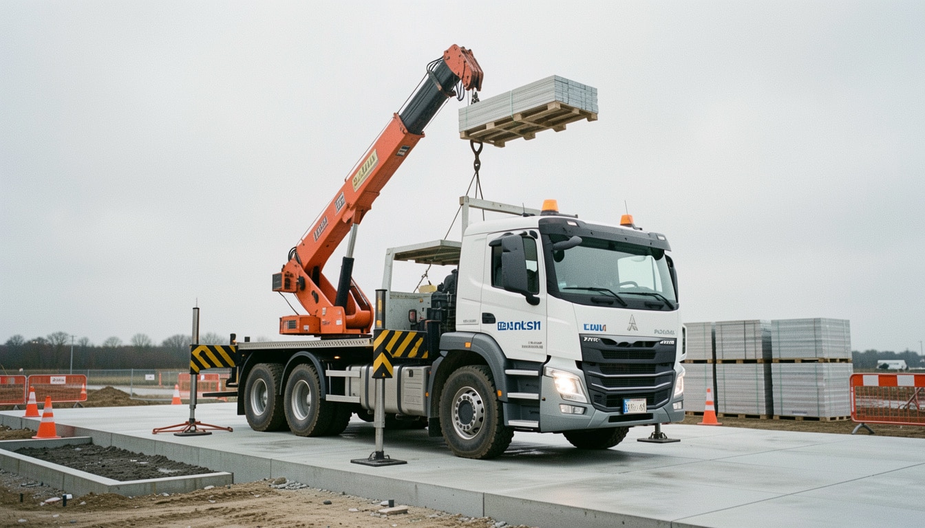 Camion-grue : capacité, portée et usages sur chantier