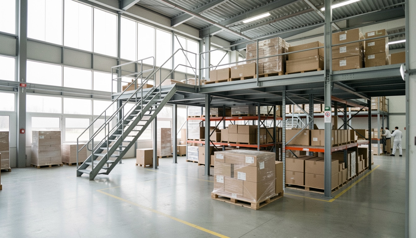Mezzanine d’entrepôt pour optimiser l’espace utile